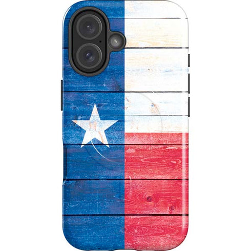 Texas Flag Light Wood iPhone 16 Plus Magsafe Impact Case